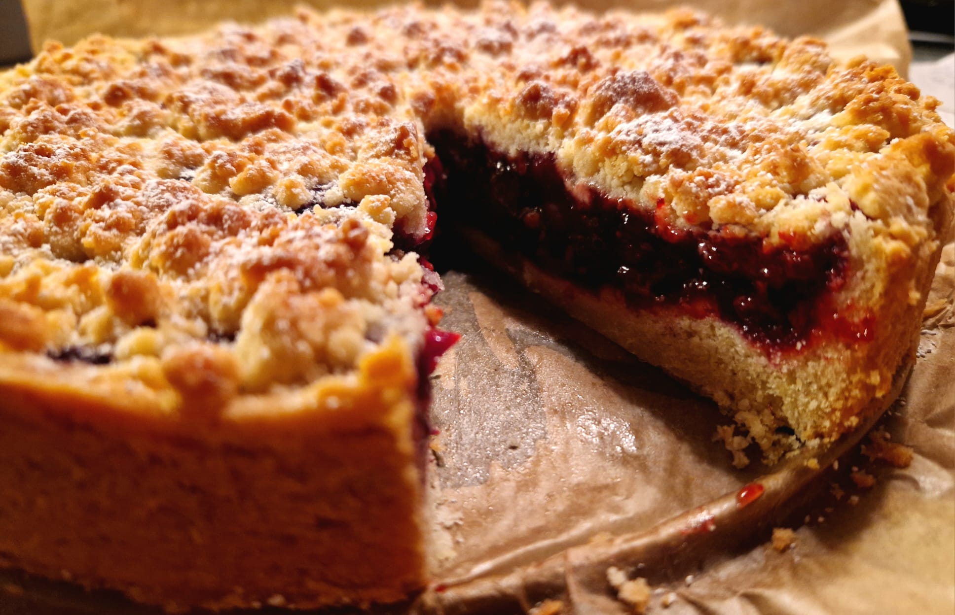 Himbeer-Kirsch-Streusel